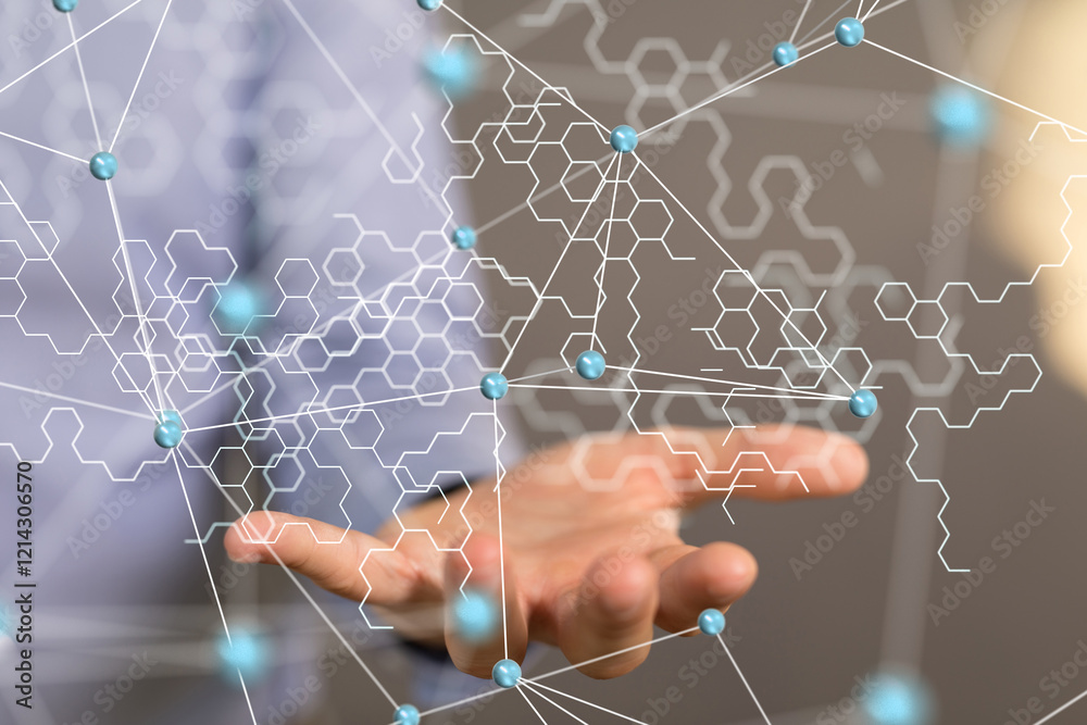Poster digital technology background. network connection dots and lines.