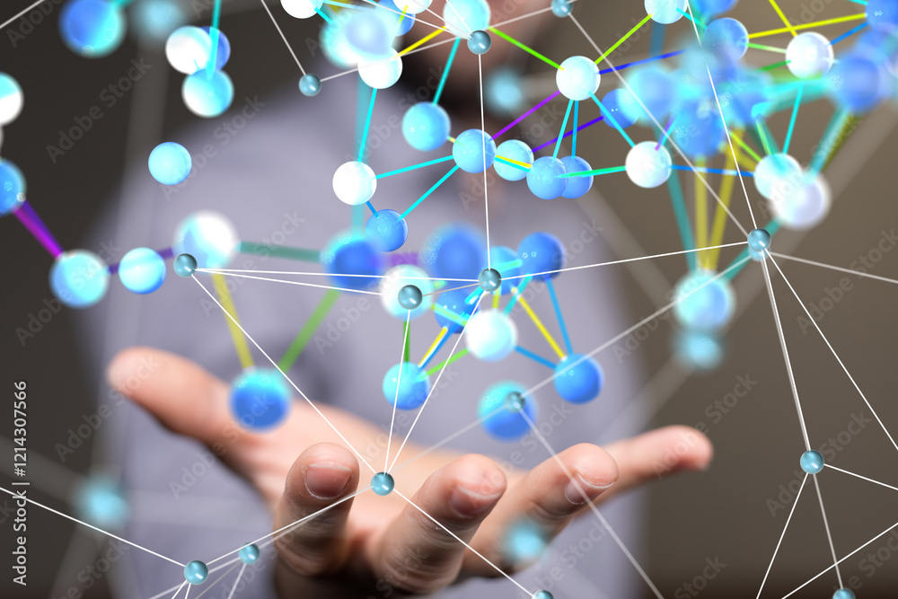 Poster conference digital network and data concept 3d