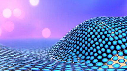 A photostock of translucent blue waves of light particles against a dark gradient background, creating an elegant futuristic aesthetic. High Quality