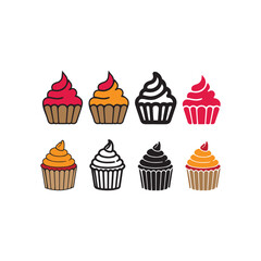 illustration of a cupcake ,set of cupcakes