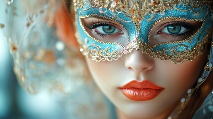 A woman dressed up for a masquerade