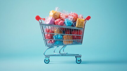Online shopping cart filled with fake products, illustrating e-commerce scams and raising awareness about fraudulent online shopping.
