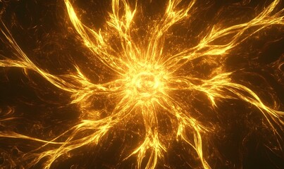 Golden energy bursts galaxy background abstract