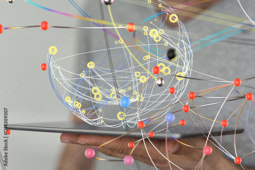 Poster conference digital network and data concept 3d - 3d