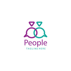 People speak bubble chat line art logo design vector