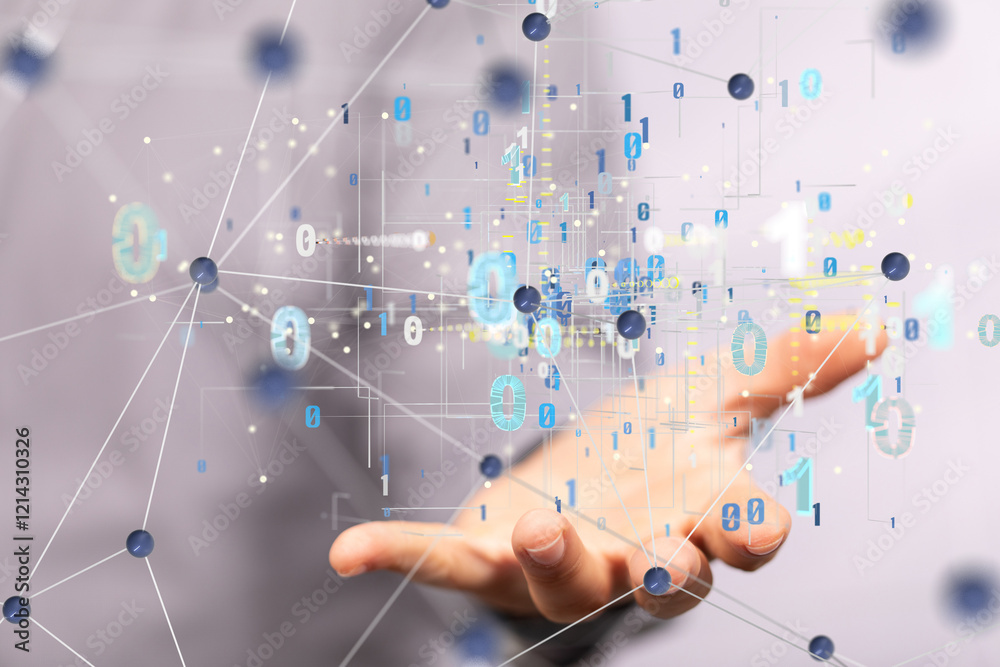 Poster Technology background. Big data concept. Binary