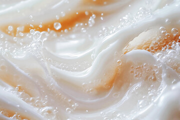 Texture of a velvety milky shampoo or conditioner