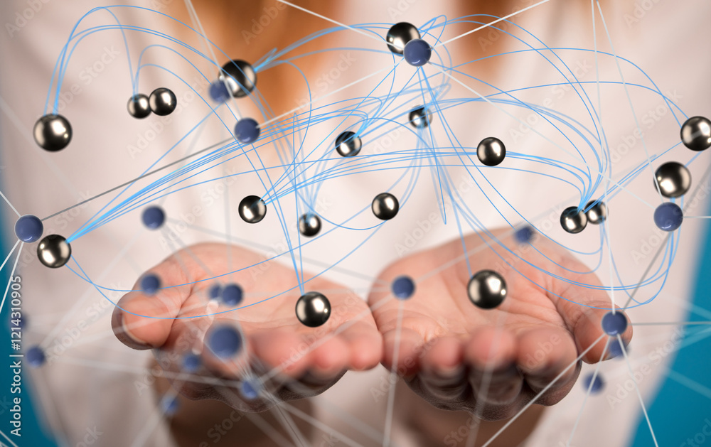 Poster conference digital network and data concept 3d