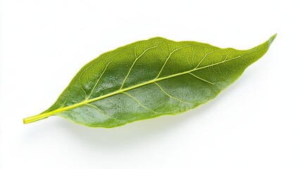 Obraz premium Single green leaf isolated on white background.