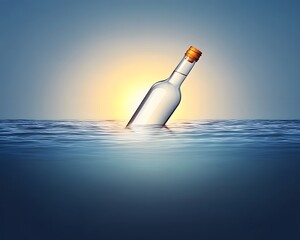 Floating Bottle in the Infinite Ocean of the Cosmos A Surreal Seascape of Wonder and Imagination