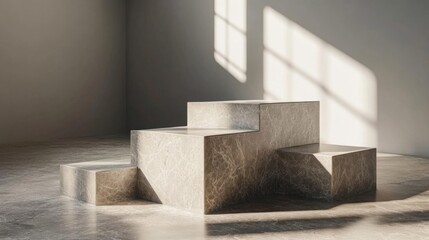 Sunlit Stone Cubes Minimalist Product Display