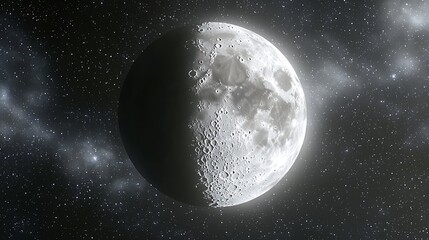 Fototapeta premium Half-moon, space, night, stars, nebula, cosmic, celestial, background, astronomy, science