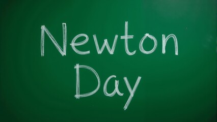 Celebration of Newton Day with chalkboard reflections in a lively classroom setting