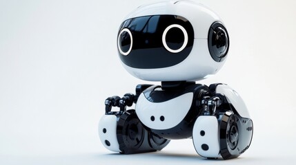 A cute mini robot on the white background