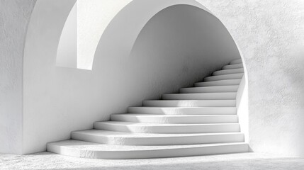 Fototapeta premium White stone stairs ascending through arched passageway