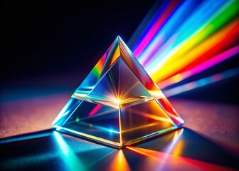 Futuristic Neon Light Prism Refraction: Abstract Artistic Dark Background Stock Photo