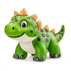 Fototapeta premium A photostock of a green dinosaur figurine with realistic textures, displayed on a white background, perfect for educational or toy-related concepts. High Quality