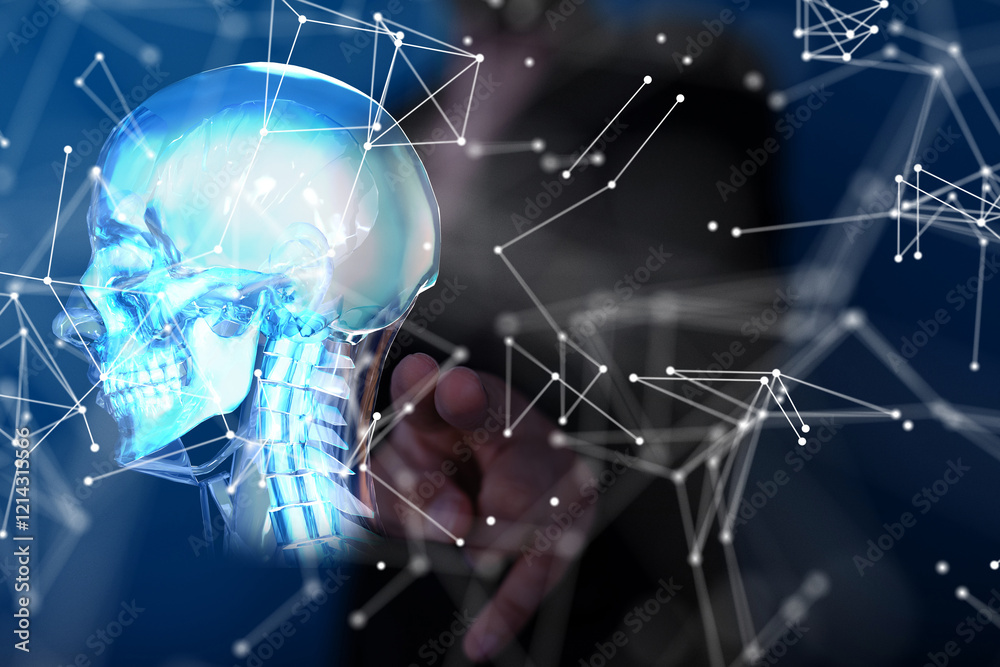 Poster digital medical futuristic interface 3d rendering