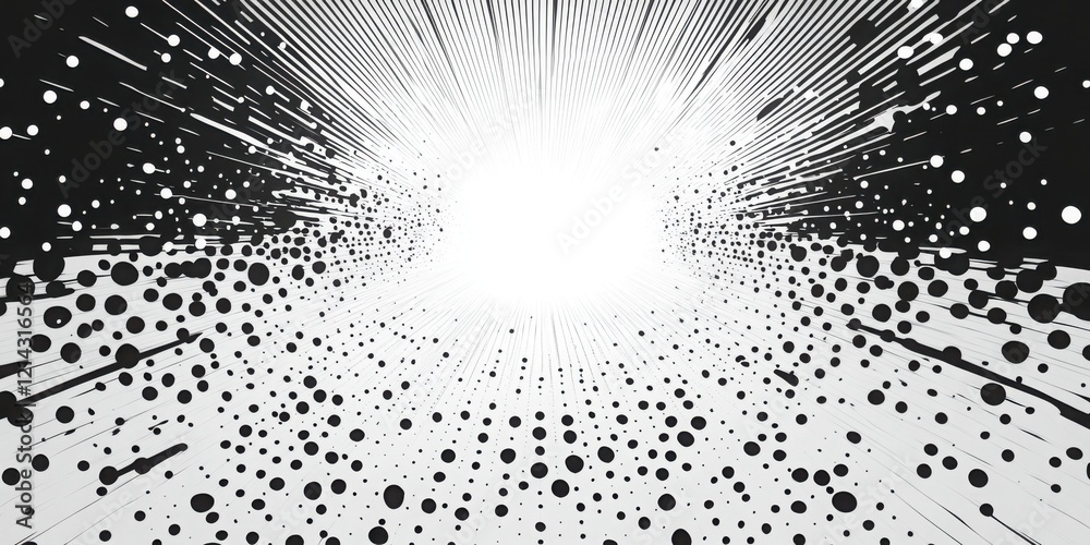 Wall mural comic book halftone pattern with a dynamic pop art style showcasing bold black and white contrast th