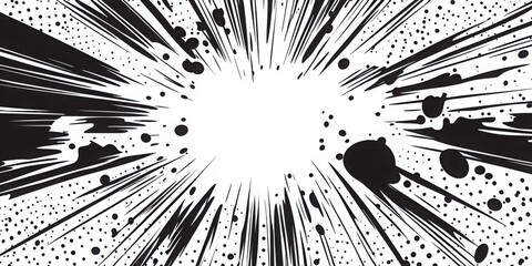 Black and white dotted halftone background. Comic book pop art style