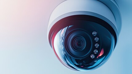 Dome-shaped indoor CCTV camera with sleek housing, isolated on a clean white background