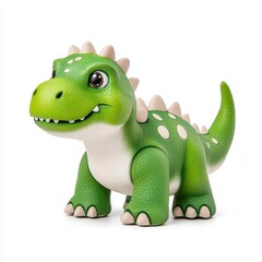 Fototapeta premium A photostock of a realistic dinosaur figurine in green tones with detailed textures, placed on a white background, ideal for toy or educational concepts. High Quality