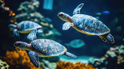 Colorful Turtles Amidst Serene Aquatic Plants