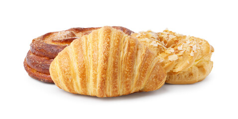 Different delicious sweet pastries isolated on white