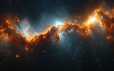 Stunning Cosmic Scene with Bright Stars and Nebulae