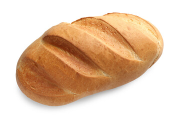 One freshly baked bread isolated on white, top view