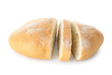 Pieces of fresh bread isolated on white