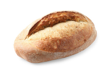 Whole loaf of freshly baked bread isolated on white