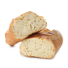 Pieces of fresh bread isolated on white