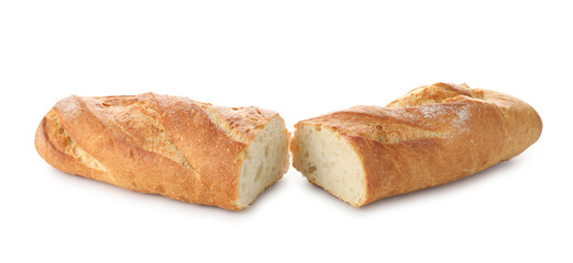 Pieces of fresh bread isolated on white