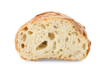 Piece of fresh bread isolated on white
