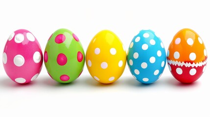 Fototapeta premium Vibrant collection of colorful easter eggs set against a clean, isolated background