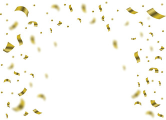 Gold confetti on transparent background shinny elegant