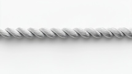 Sturdy straight rope with clean-cut edges, isolated on a minimal white backdrop