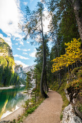 Scenic Pathway at Lago di Braies: Natures Tranquility in Italy