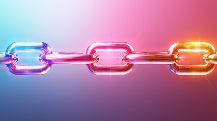 Anti-Money Laundering AML concept. Colorful chain links on a gradient background representing connection and technology.