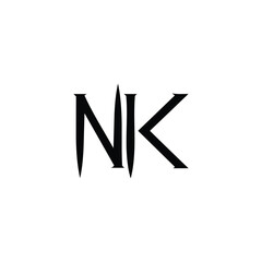 NK monogram logo design letter text name symbol monochrome logotype alphabet character simple logo