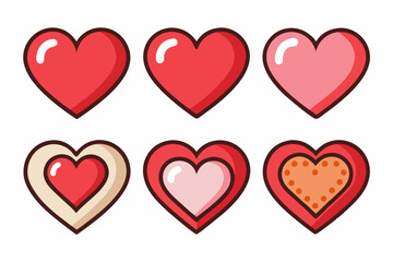 Colorful heart icons on a white background