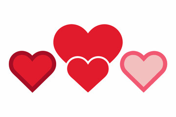 Heart icons collection featuring various sizes on a clean background