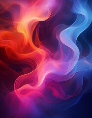 Obraz premium Abstract smoky background with vibrant red, blue, and purple gradients creating an intense and ethereal atmosphere.
