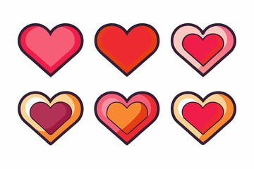 Colorful heart icons set isolated on a white background