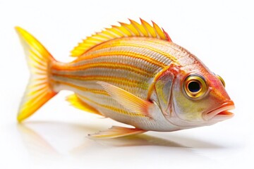 Fototapeta premium Golden Threadfin Bream, Isolated, White Background, Tilt-Shift, Miniature Fish