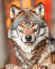 Fototapeta premium Majestic wolf portrait forest background wildlife photography natural setting
