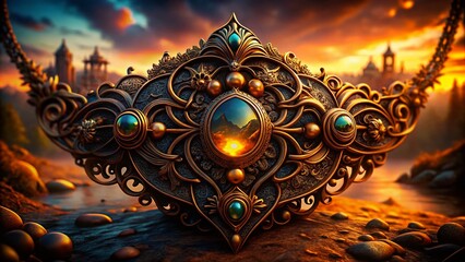 Fototapeta premium Gothic Baroque Forged Metal Jewelry: Intricate Design, Exquisite Detail