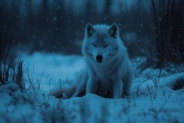 Obraz premium Arctic Wolf Night