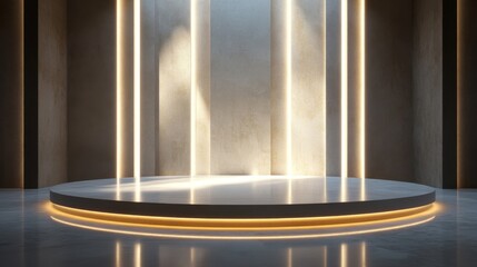Modern Minimalist Podium with Geometric Lighting